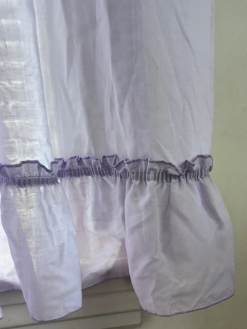 Lavender Ruffled Sheer Window Curtain Panel - Unbranded